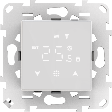Donel Термостат с датчиком пола и воздуха 16 A, 45*45 мм., белое стекло, серия DTEF