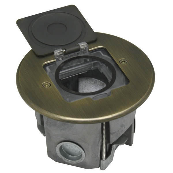 Лючок Surface 2 мод. (1 мод. 45х45 мм.), круглый, античная латунь, IP44, (с уст. набором)