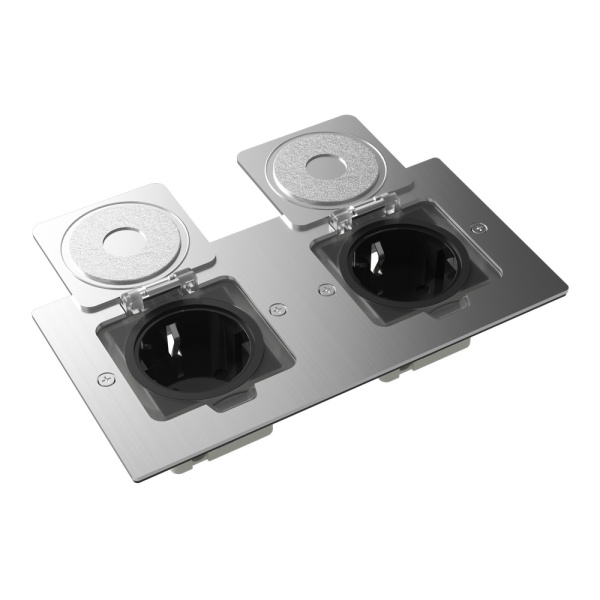 Лючок Surface 4 мод. (2 мод. 45х45 мм.), полированное серебро, IP44