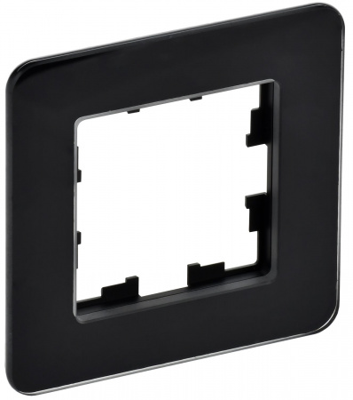 IEK BRITE DECOR Черный матовый стекло скругл.угол Рамка 1-мест. РУ-1-2-Бр RE