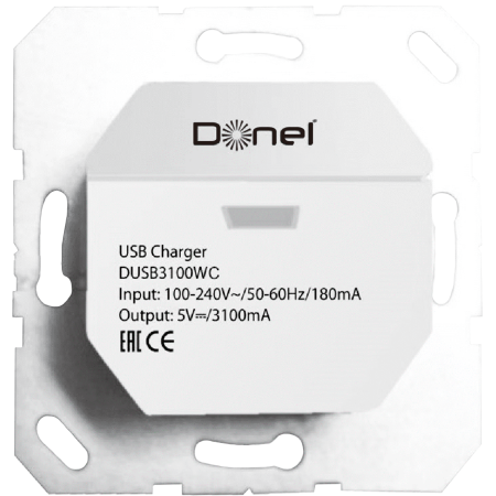 Donel USB зарядное устройство, 3.1A тип A, С белый, DUSB3100WC