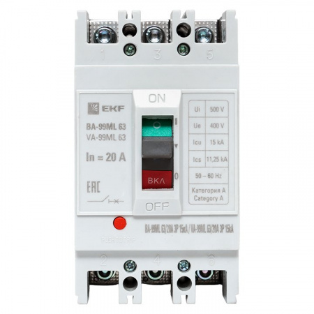 EKF Basic Автоматический выключатель ВА-99МL 63/ 20А 3P 15кА