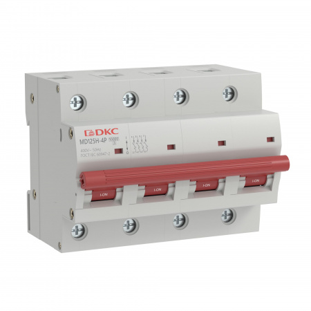 DKC Автоматический выключатель модульный YON max типа MD125H, 10кА, 4 полюса, хар-ка D, 80А