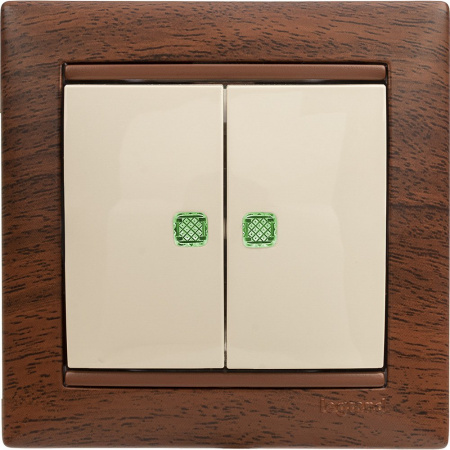 Legrand Valena Крем Выключатель 2-клавишный с подсветкой