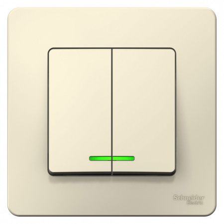 SE Blanca внутр Молочный Выключатель 2-клавишный с подсветкой, 6А, 250В