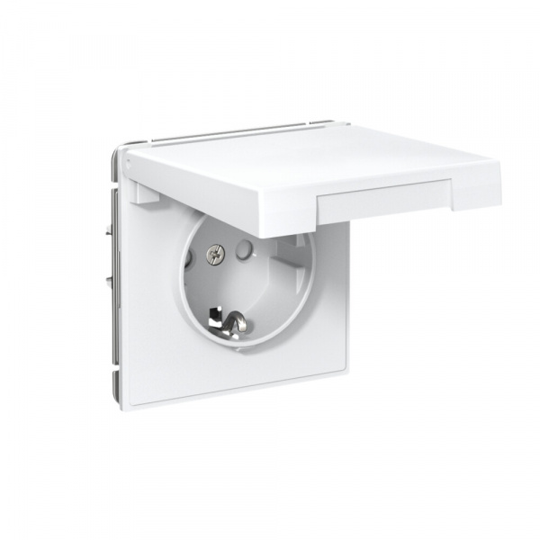 Systeme Electric ArtGallery Белый Розетка с заземл. со шторк. с крышк., 16А, IP20,  механизм, быстрозажим. клем.