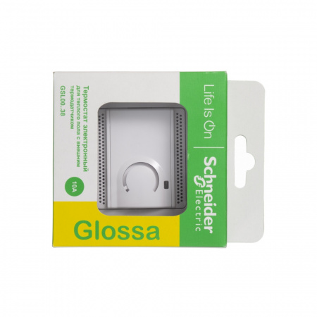 SE Glossa Бел Термостат электронный теплого пола с датчиком, 10A (в сборе с рамкой)