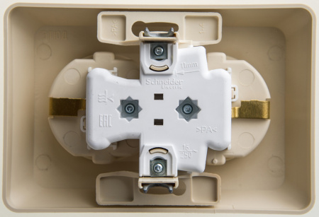 SE Этюд Крем Розетка 2-ая с/з со шторками 16А 250B