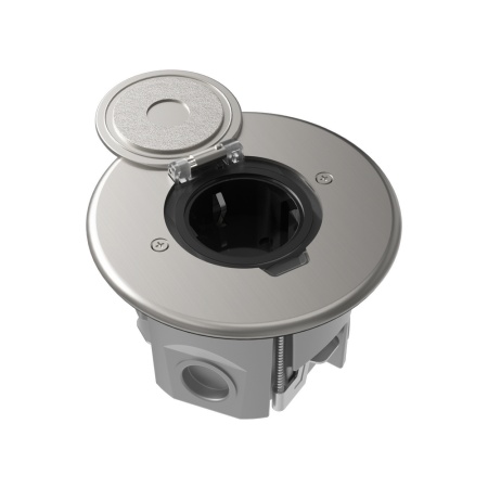 Лючок Surface 2 мод. (1 мод. 45х45 мм.), круглый, круглая крышка, никель, IP44, (с уст. набором)