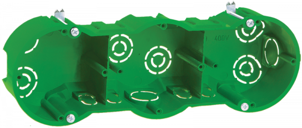 IEK Коробка КМ40024 установочная 3 места d212х70x45 для полых стен (с саморезами и мет. лапками)