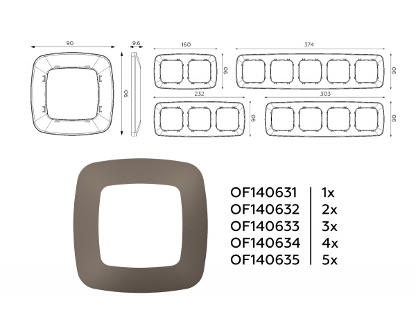 Рамка OMEGA Ecta (Темная бронза матовый) 5-ая OF140635