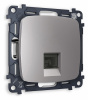 Комплект механизма телефонной розетки OMEGA MO512030 Сталь матовый RJ-11(4P4C) с защитной шторкой QUANT