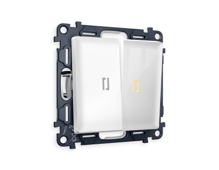 Комплект механизма 2-клавишного проходного выключателя с подсветкой 3200K ALFA MA104030 Белый глянец QUANT