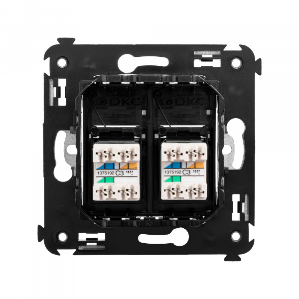 DKC Avanti Черный квадрат Розетка телефонная двойная