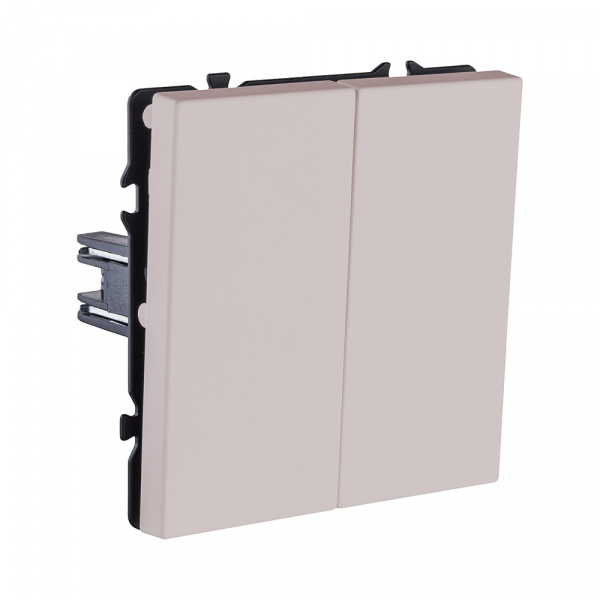 Выключатель 2-клавишный проходной 10А/250В, кашемир матовый Kollinger Eclipse EC-005CM