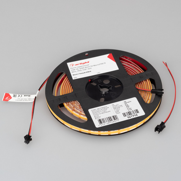 Arlight Лента герметичная COB-SE-X360-8mm 5V Warm2700 (5 W/m, IP65, CSP, 5m) (-)