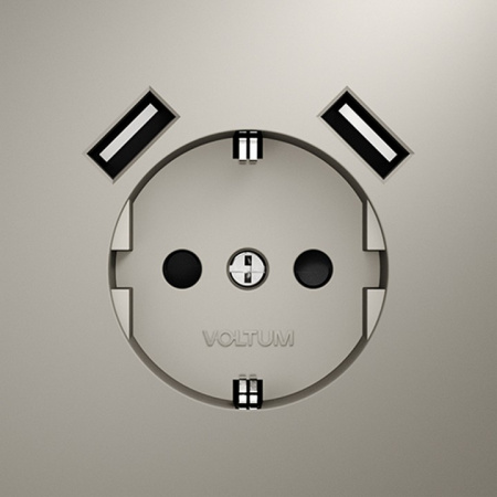 Розетка встраиваемая VOLTUM S70 с заземлением и защитными шторками, 16А, с USB, A+A, (кашемир)