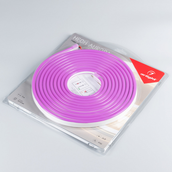 Arlight Лента герметичная AURORA-PS-A120-16x8mm 24V Purple (10 W/m, IP65, 2835, 5m) (-) Arlight Лента герметичная AURORA-PS-A120-16x8mm 24V Purple (10 W/m, IP65, 2835, 5m) (-)