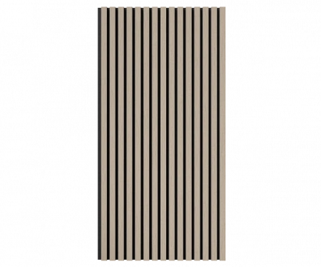 Акустическая панель, черный войлок, 1200х600х21мм, рейки МДФ, шпон дуб латте бежевый