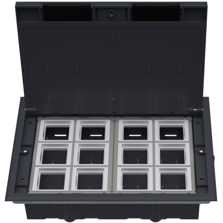 Donel Лючок в пол 24 мод. (12 мод. 45х45 мм.), крышка ABS +гальванизированная стальная вставка, пластиковая коробка