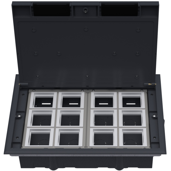 Donel Лючок в пол 24 мод. (12 мод. 45х45 мм.), крышка ABS +гальванизированная стальная вставка, пластиковая коробка