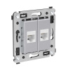 DKC Avanti Компьютерная розетка RJ-45 без шторки в стену, кат.5е двойная, Закаленная сталь