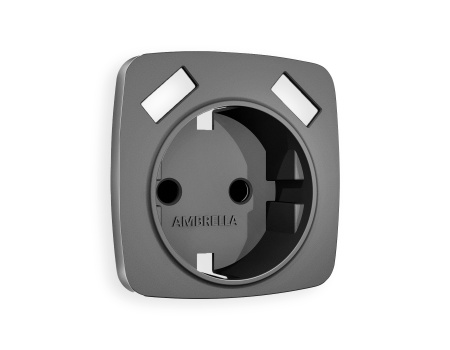Лицевая панель OMEGA (Антрацит серый) для электрической розетки с заземлением со шторками 2USB A+A QUANT OP6590