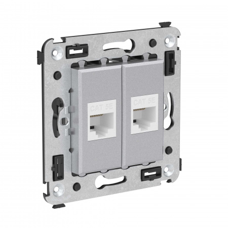 DKC Avanti Компьютерная розетка RJ-45 без шторки в стену, кат.5е двойная, Закаленная сталь