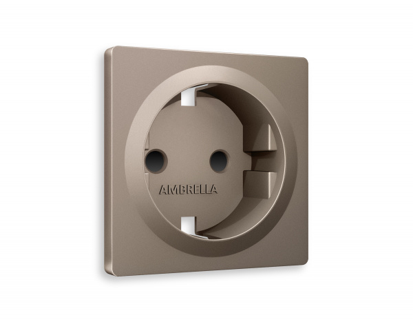 Лицевая панель ALFA (Темная бронза матовый) для электрической розетки с заземлением со шторками QUANT AP637