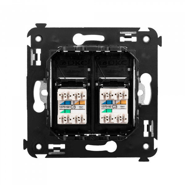 DKC Avanti Черный матовый телефонная розетка RJ-12 двойная