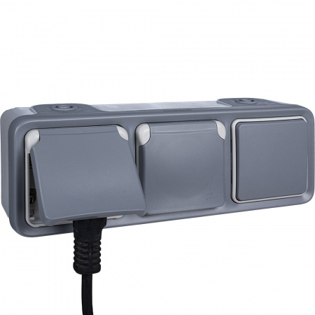 Legrand Plexo Серый Монтажная коробка 3-ая для наружного монтажа,горизонтальная, IP55