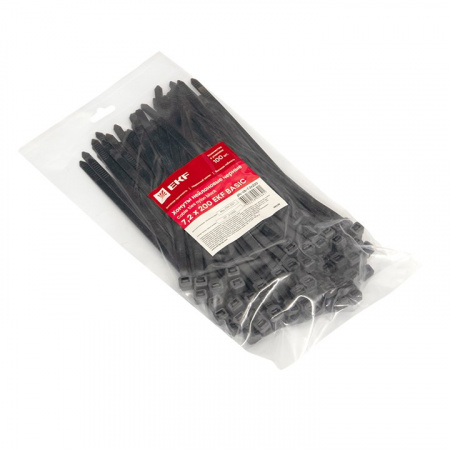 EKF Basic Хомут нейлоновый черный (7,2х200) (100шт.)