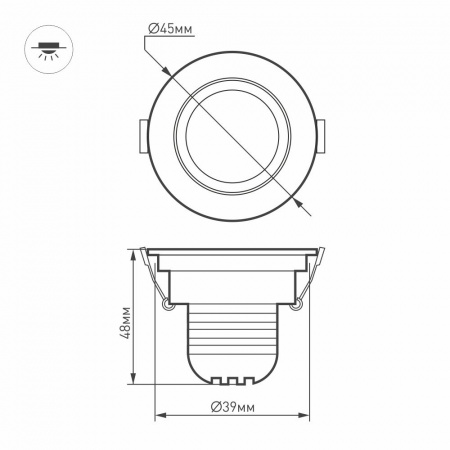 Мебельный светодиодный светильник Arlight LTM-R45WH 3W Warm White 30deg 015398