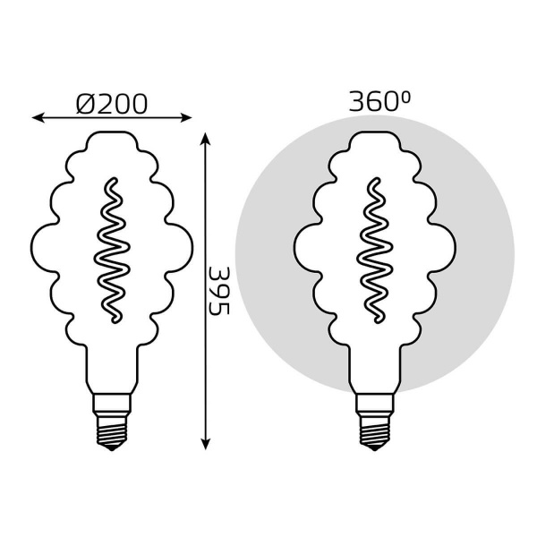 Лампа светодиодная филаментная Gauss E27 8,5W 2000K янтарная 161802105 Лампа светодиодная филаментная Gauss E27 8,5W 2000K янтарная 161802105