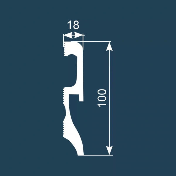 Плинтус PX033, 100х18, 2000мм, Экополимер/16