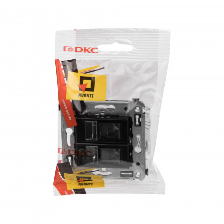 DKC Avanti Черный квадрат Компьютерная розетка RJ-45 двойная  категория  6А