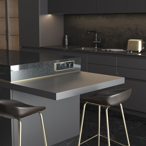 Рамка из металла на 4 поста Baguette черный/латунь W0042852