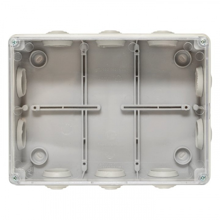 EKF PROxima Коробка распаячная КМР-050-042пк пылевлагозащищенная, 10 мембранных вводов, уплотнительный шнур, прозрачная крышка (190х140х70)