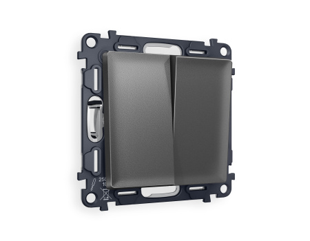 Комплект механизма 2-клавишного проходного выключателя ALFA MA653020 Антрацит серый QUANT