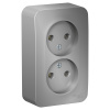 SE Blanca наруж Алюминий Розетка 2-ая б/з без шторок 16А, 250В, изолир. пластина