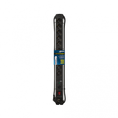 Simon Brico Черный Сетевой фильтр на 10 розеток Schuko, а/выключатель, кабель 1.5м