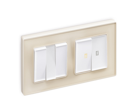 Лицевая панель ALFA (Белый матовый) для 2-кл выключателей с подсветкой QUANT AP1240