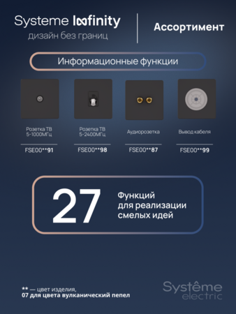 Systeme Electric Systeme Infinity Вулканический пепел Розетка информационная RJ-45 кат.5e 2-я