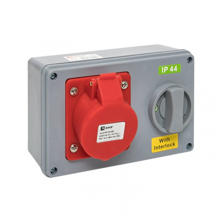 EKF Розетка с блокировкой и выключателем 1415 3Р+РЕ+N 16А 380В IP44
