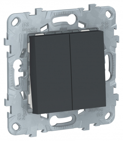 SE Unica New Антрацит Переключатель 2-клавишный, 2 х сх. 6