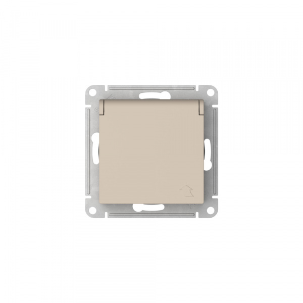 Systeme Electric AtlasDesign Песочный Розетка с заземл. со шторк. с крышкой, 16А,IP20,мех., быстрозажим. клем.