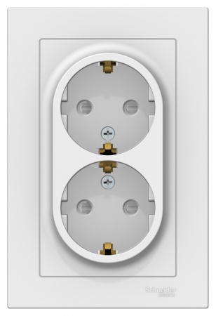 Systeme Electric AtlasDesign Лотос Розетка двойная с/з со шторками, 16А, в сборе
