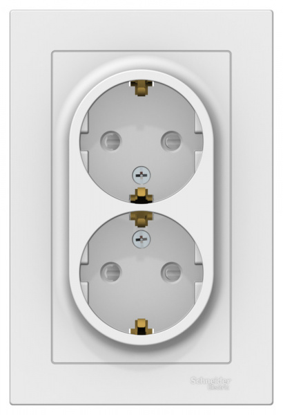 Systeme Electric AtlasDesign Лотос Розетка двойная с/з со шторками, 16А, в сборе