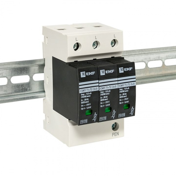 EKF Устройство защиты от импульсных перенапряжений Т1+Т2; Iimp-12,5kA; In-20kA; Uc-275В; 3+0