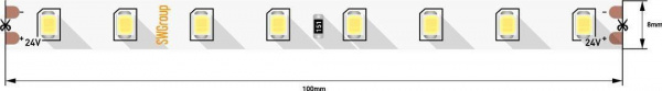 Светодиодная лента SWG 7,2W/m 80LED/m 2835SMD холодный белый 5M 003594